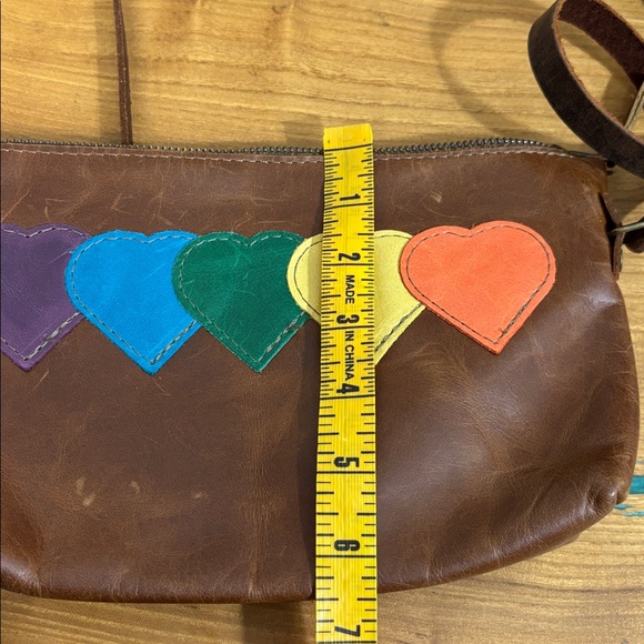 In Blue Handmade Genuine Leather Purse rainbow hearts - Picture 9 of 9